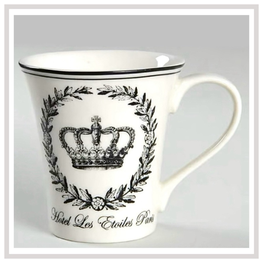 222 Fifth "Les Etoiles Crown" Porcelain Coffee/Tea Mug - Picture 2 of 10